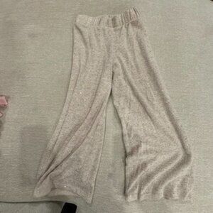 Zara Girls' Beige Beaded Knit Wide-Leg Pants – Size 6 (CM 116)